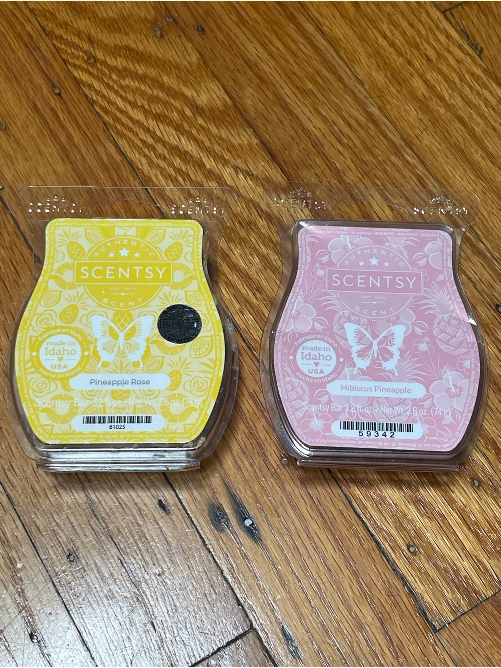 Scentsy Yellow Pineapple Rose & Pink Hibiscus Pineapple Wax Bars